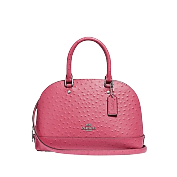 Coach F66932 Embossed Leather Mini Sierra Purse Bag Satchel SV/Strawberry - Picture 1 of 7